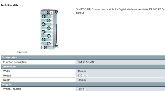 SIEMENS SIMATIC ET 200pro CM IO 8x M12 с SF LED Срок оплаты T/T 6ES71944CB000AA0