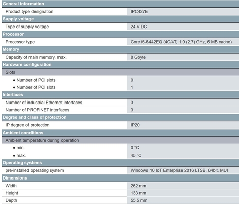 Оригинальная SIMATIC IPC427E 4x USB V3.0 8GB рабочая память для Siemens 6AG4141-5AB17-0FA0