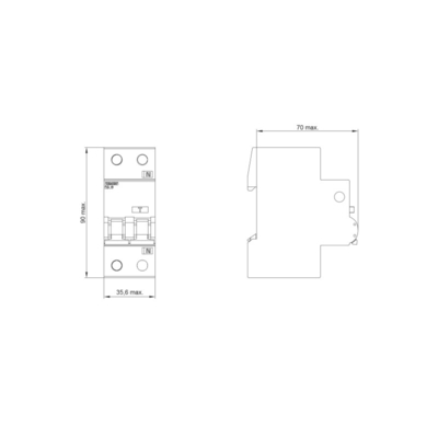 RCBO 6 kA 1P N Тип AC 30 mA C-Char В 32 A Un AC 230 V Для Siemens 5SU9356 1KK32