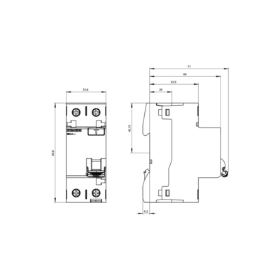 Siemens 5SV4614-0 2-польный тип переменного тока остаточного тока 40A 300mA Un AC 230V