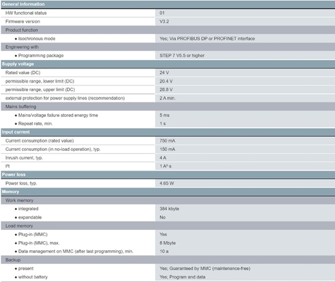 Отличный 6ES7315-2EH14-0AB0 SIMATIC S7-300 CPU 315-2PN/DP с рабочей памятью 384KB